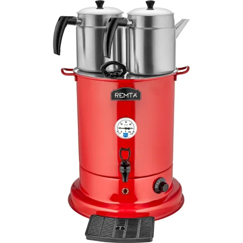 Remta Remta EL10 Elite Çay Makinesi, Elektrikli, 2 Demlikli, 25 Litre Kapasiteli , Kırmızı