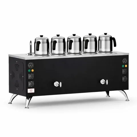 Anka Anka Pro Full Otomatik 5 Demlikli Çay Kazanı, 50 L, Elektrikli, Siyah